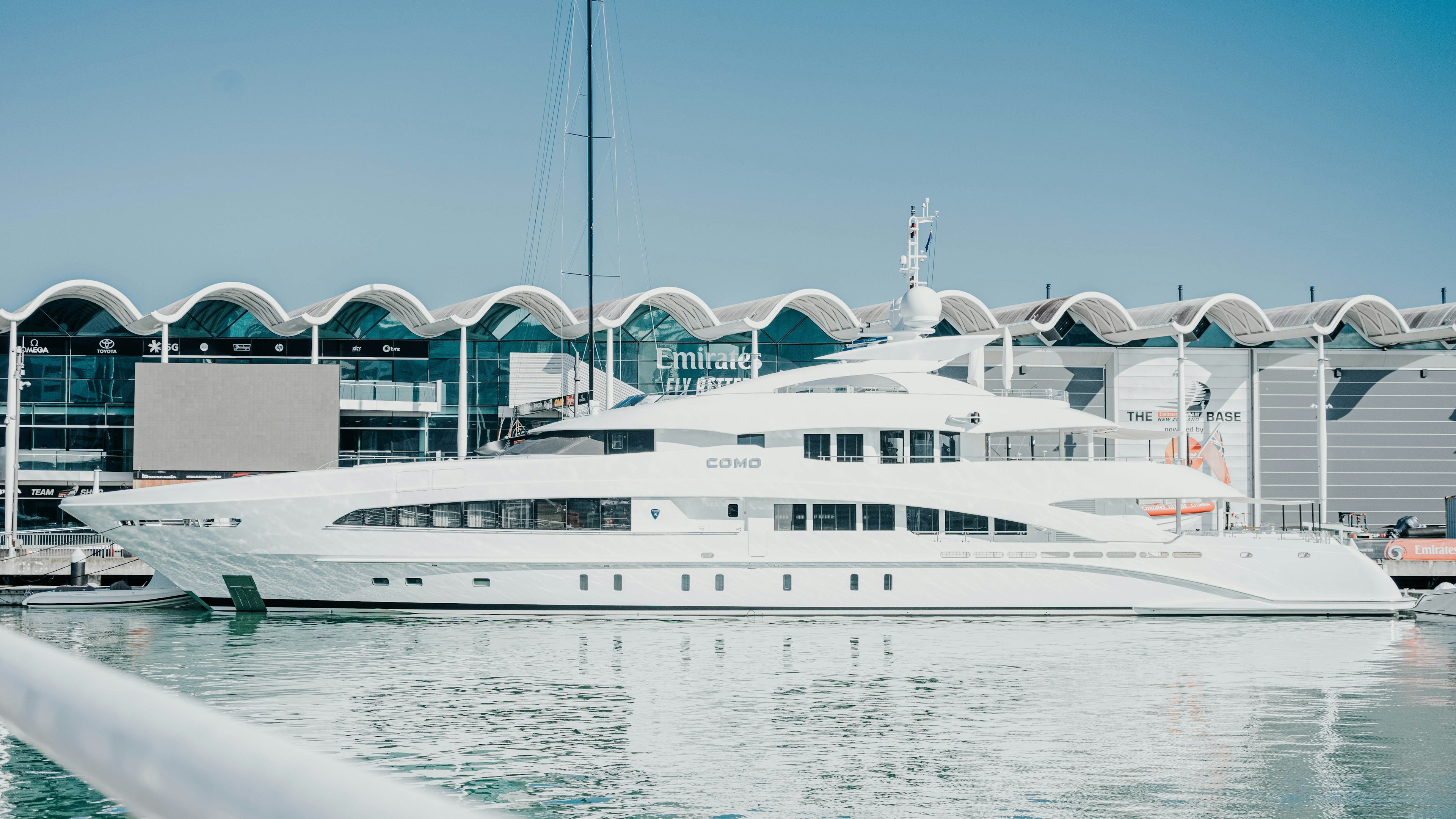 Modern luxury superyacht at Miami marina